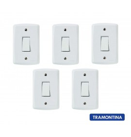 Kit 5 Conjuntos Interruptor Simples 4x2 - Tramontina Lux2